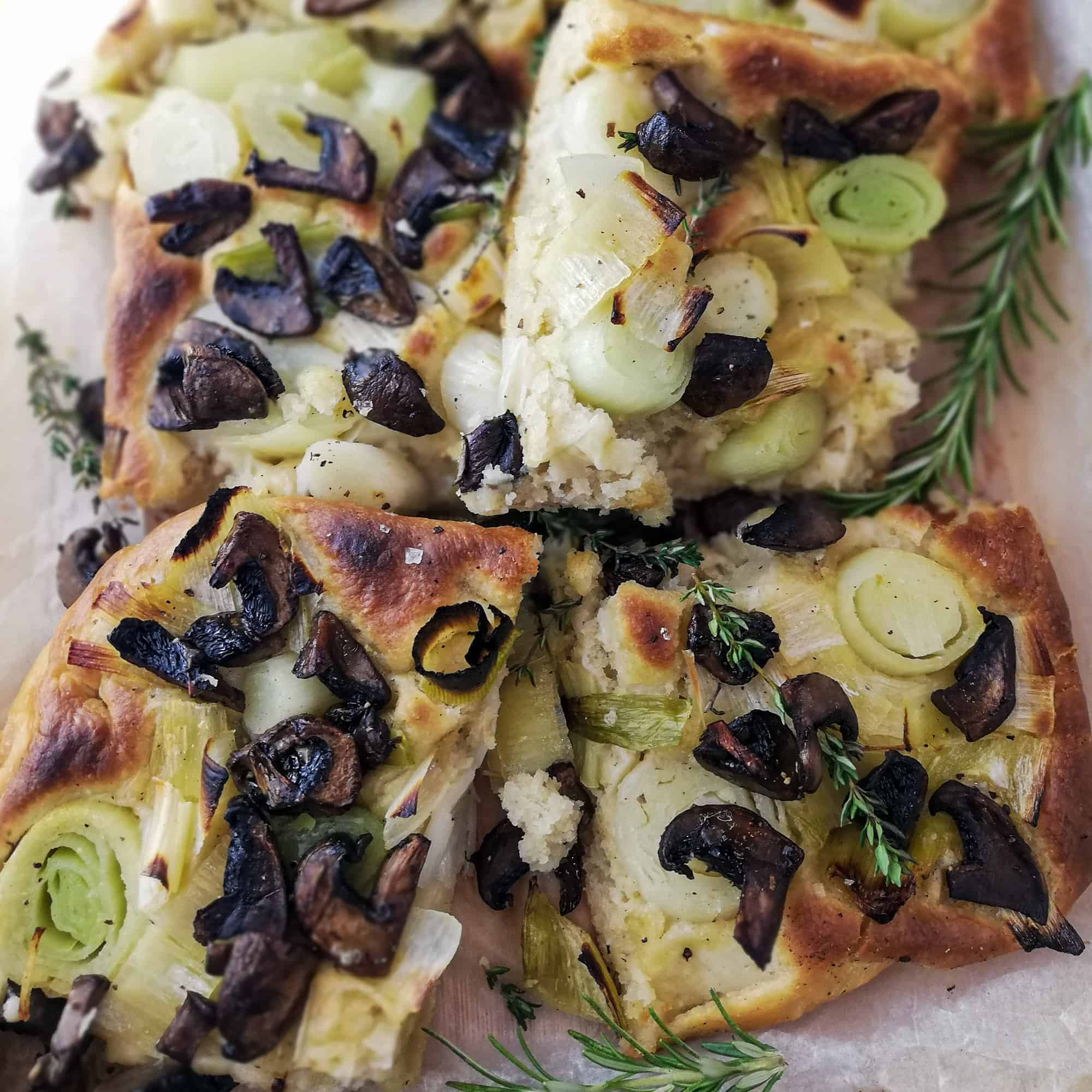 Leek and Mushroom Fluffy Brioche Focaccia