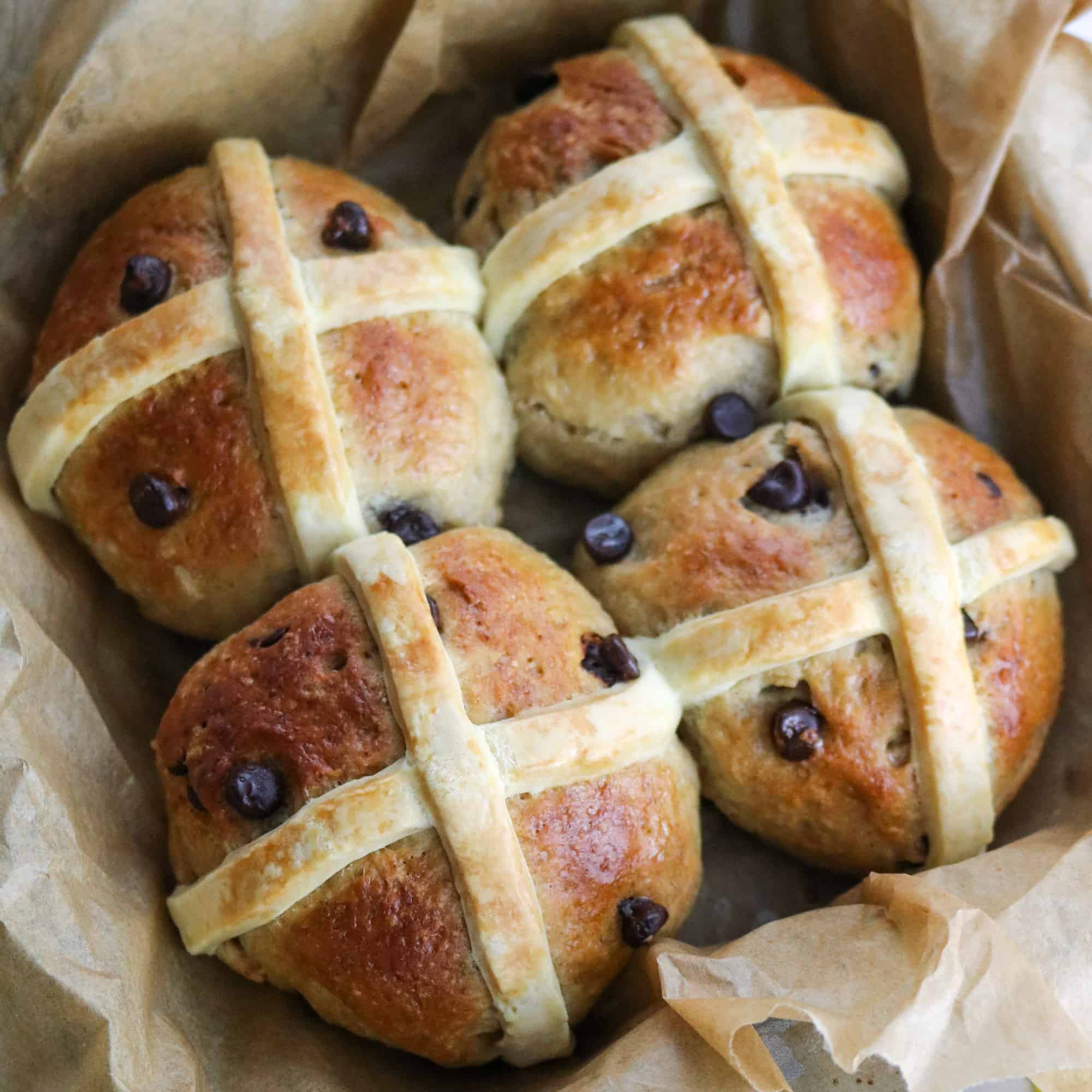 Vegan Chocolate Chip Hot Cross Buns