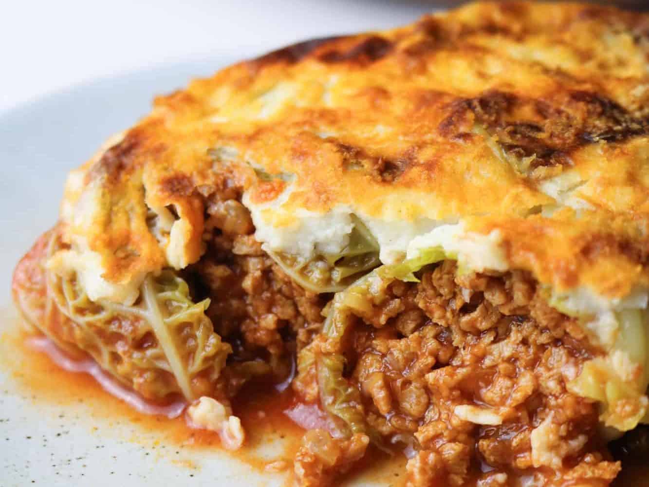 Mince Stuffed Vegan Cabbage Rolls close up