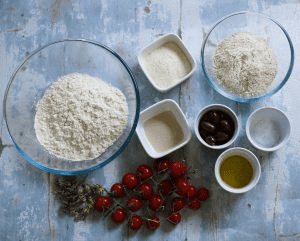 ingredients for focaccia barese 