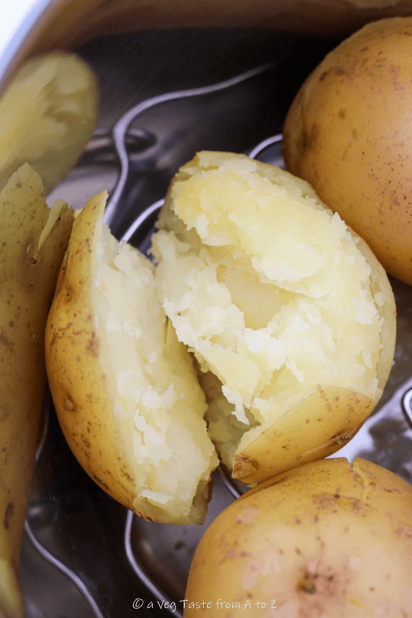 close up to potato cooked in the instant pot