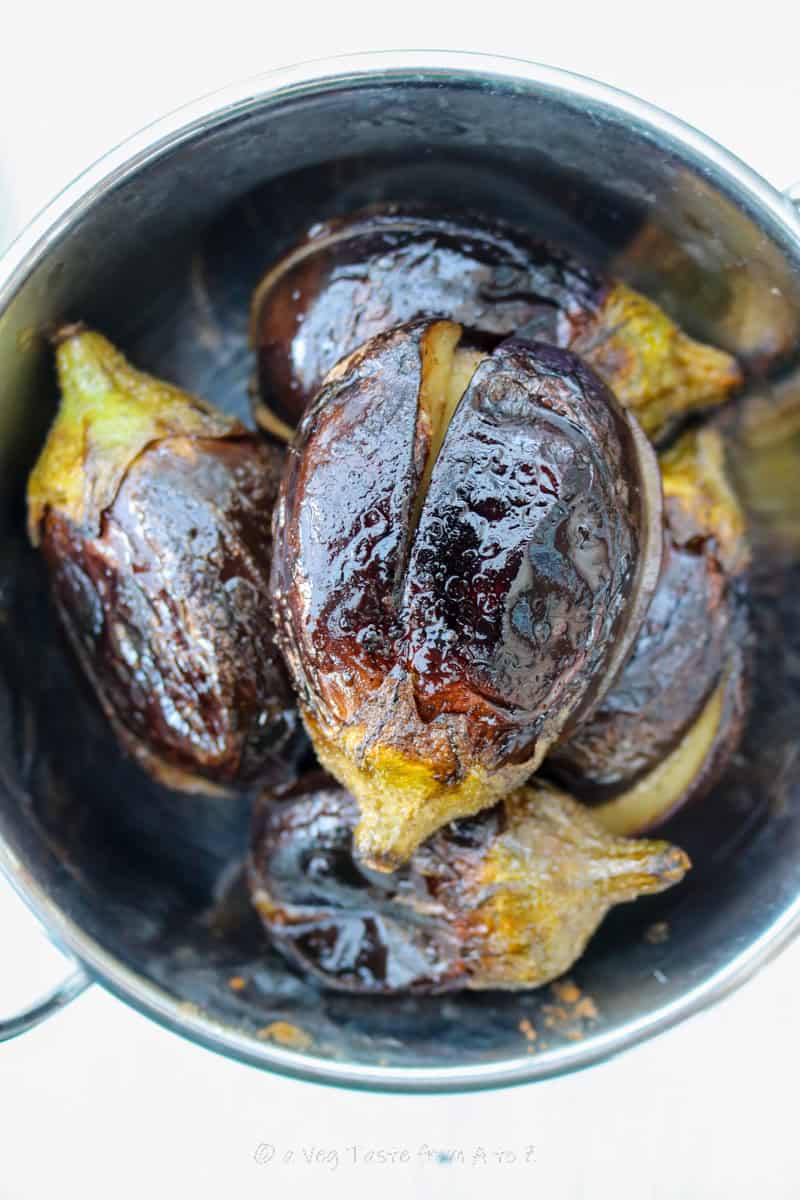 fried baby aubergines