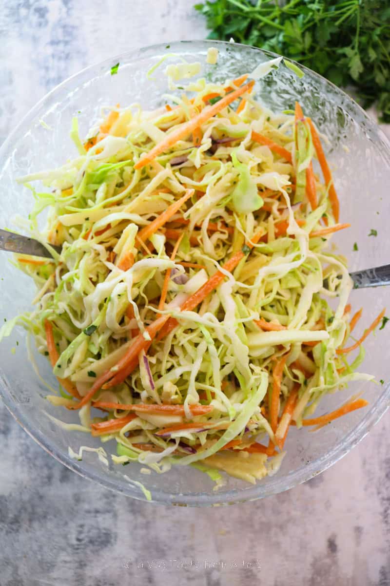 coating coleslaw with dressing